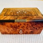 Handmade Moroccan thuya wood jewelry box with mother of pearl inlay