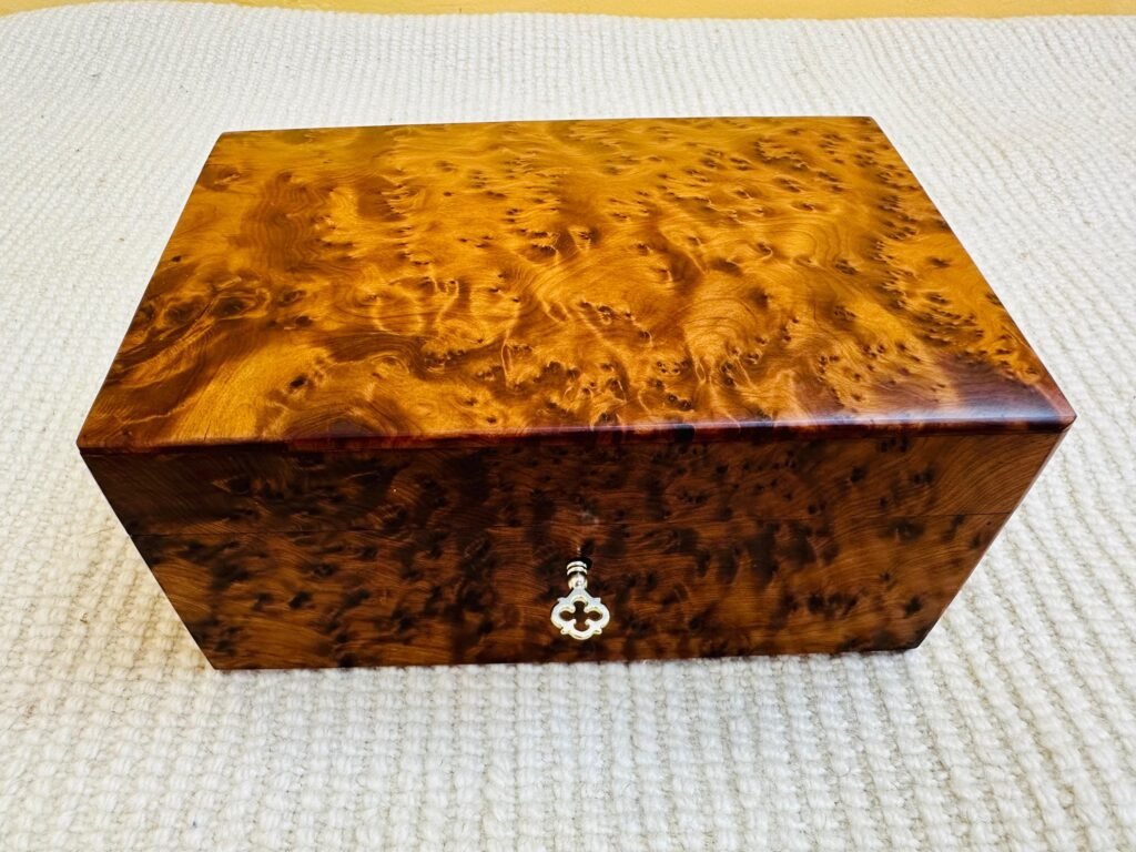 Handmade Thuya Burl Wood Jewelry Box with Lock