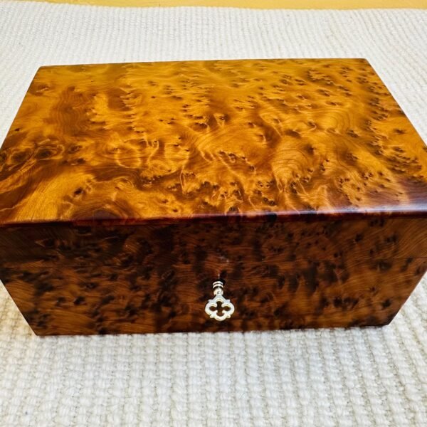 Handmade Thuya Burl Wood Jewelry Box with Lock