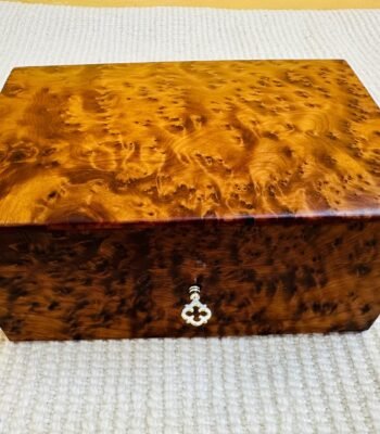 Handmade Thuya Burl Wood Jewelry Box with Lock