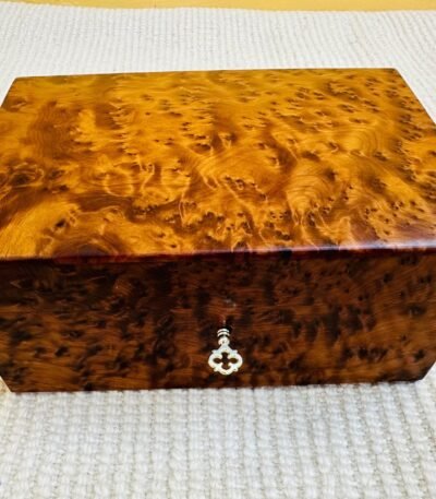 Handmade Thuya Burl Wood Jewelry Box with Lock