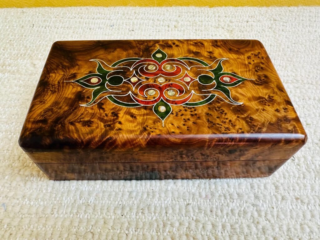 Handmade Moroccan thuya and cedar wood jewelry box