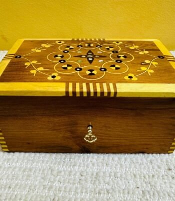 Handmade Moroccan cedar and thuya wood inlay jewelry storage box