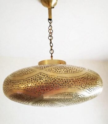 Moroccan copper pendant light handmade boho decor