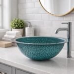 Turquoise Moroccan brass vessel sink handmade luxury basin