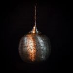 Handmade Moroccan copper pendant lamp warm ambient light